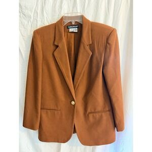 Savannah Women Rust Brown 100% Wool Single Button Blazer‎ Jacket Size 8 9550